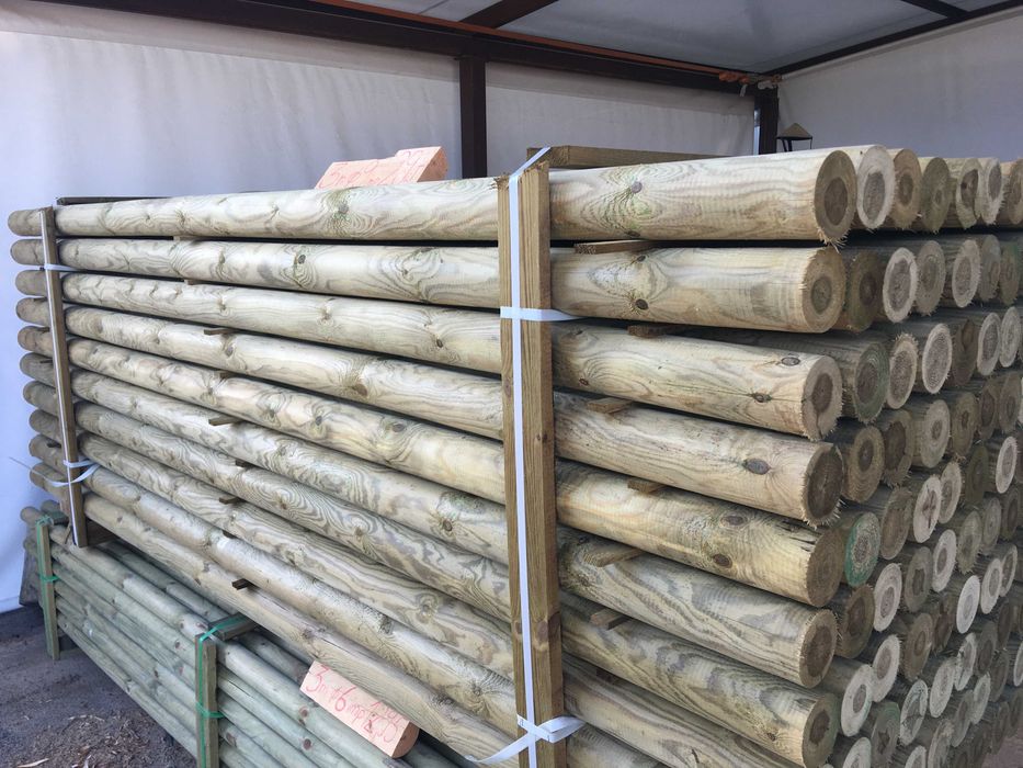 słupki drewno dł. 300cm średnica 14cm impregnowane ze Swadzimia