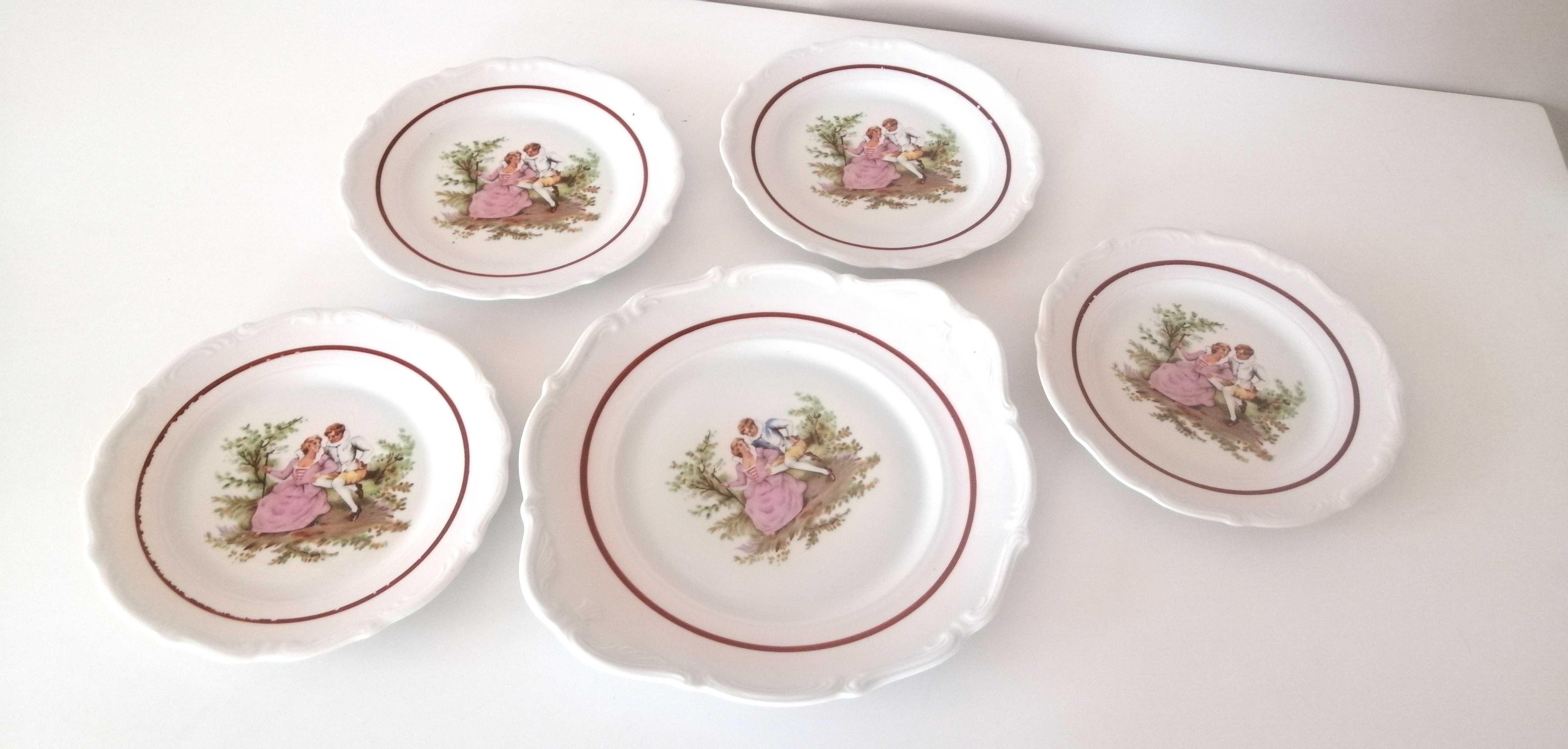 zestaw komplet porcelanowych talerzy miłość wiedeńska z prlu