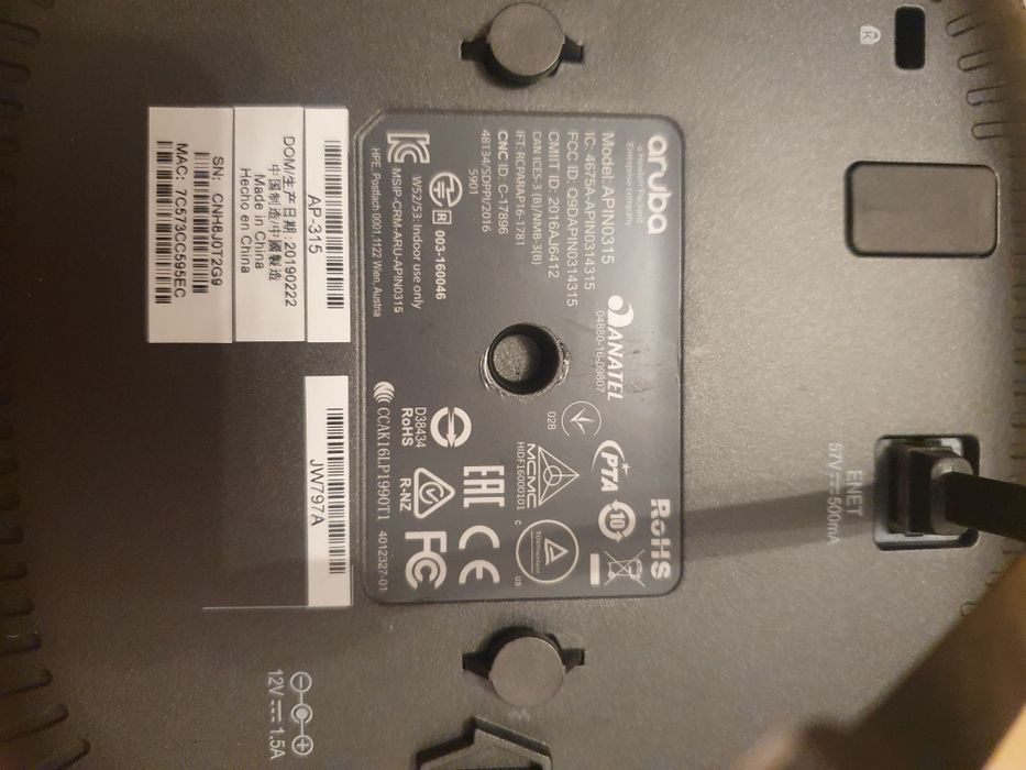 Sprzedam router Aruba AP 315

Model: APIN0315