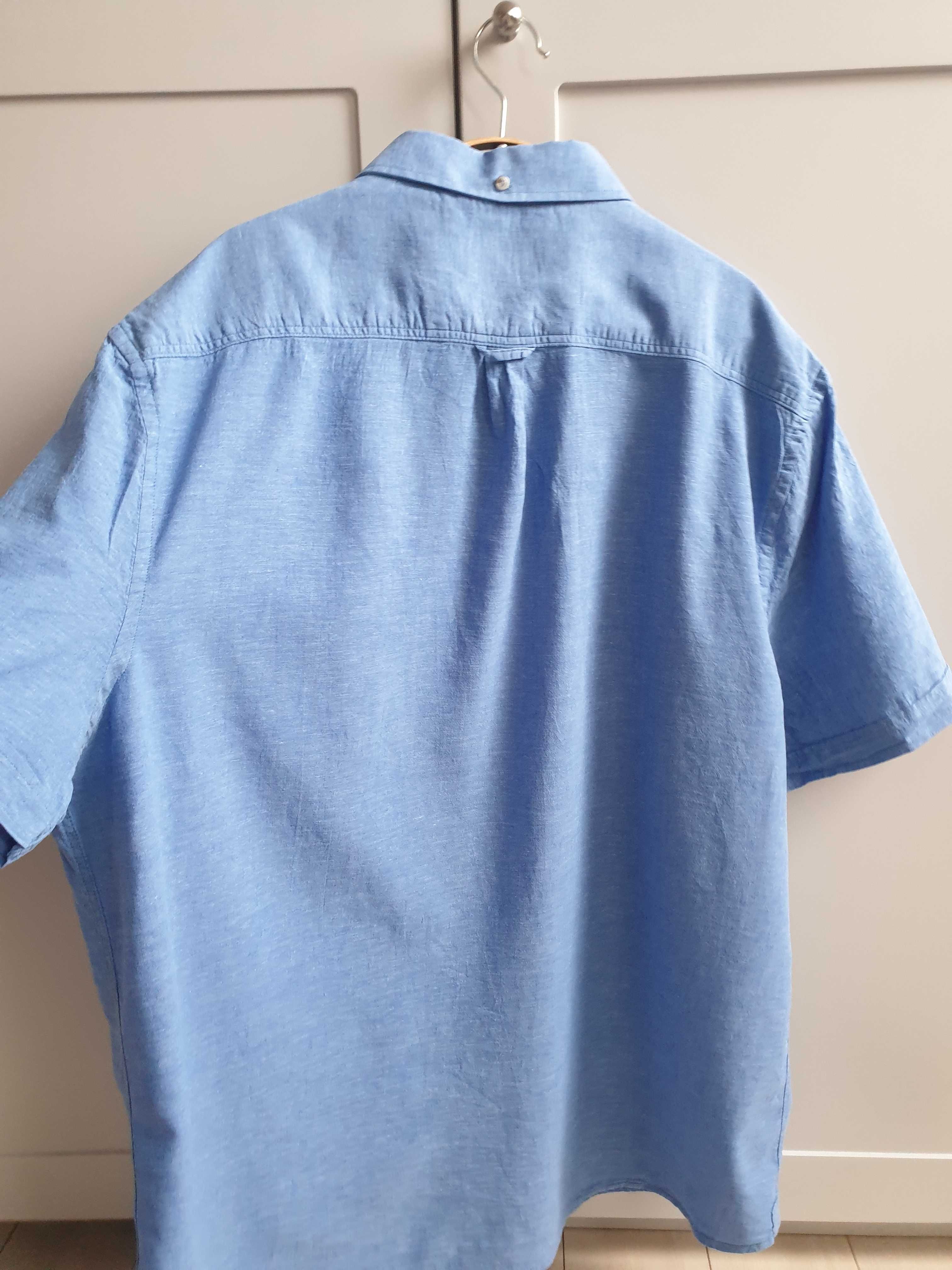 Niebieska lniana koszula 3XL XXL George z krótkim rękawem