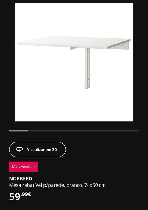 IKEA NORBERG Folding Tables (White)64553105982083123