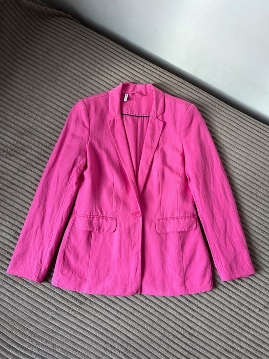 Рожевий лляний піджак блейзер розовий льон