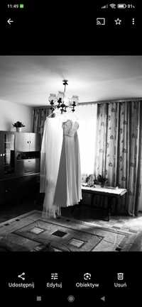 Suknia ślubna muslinowa z welonem 2,5 metra