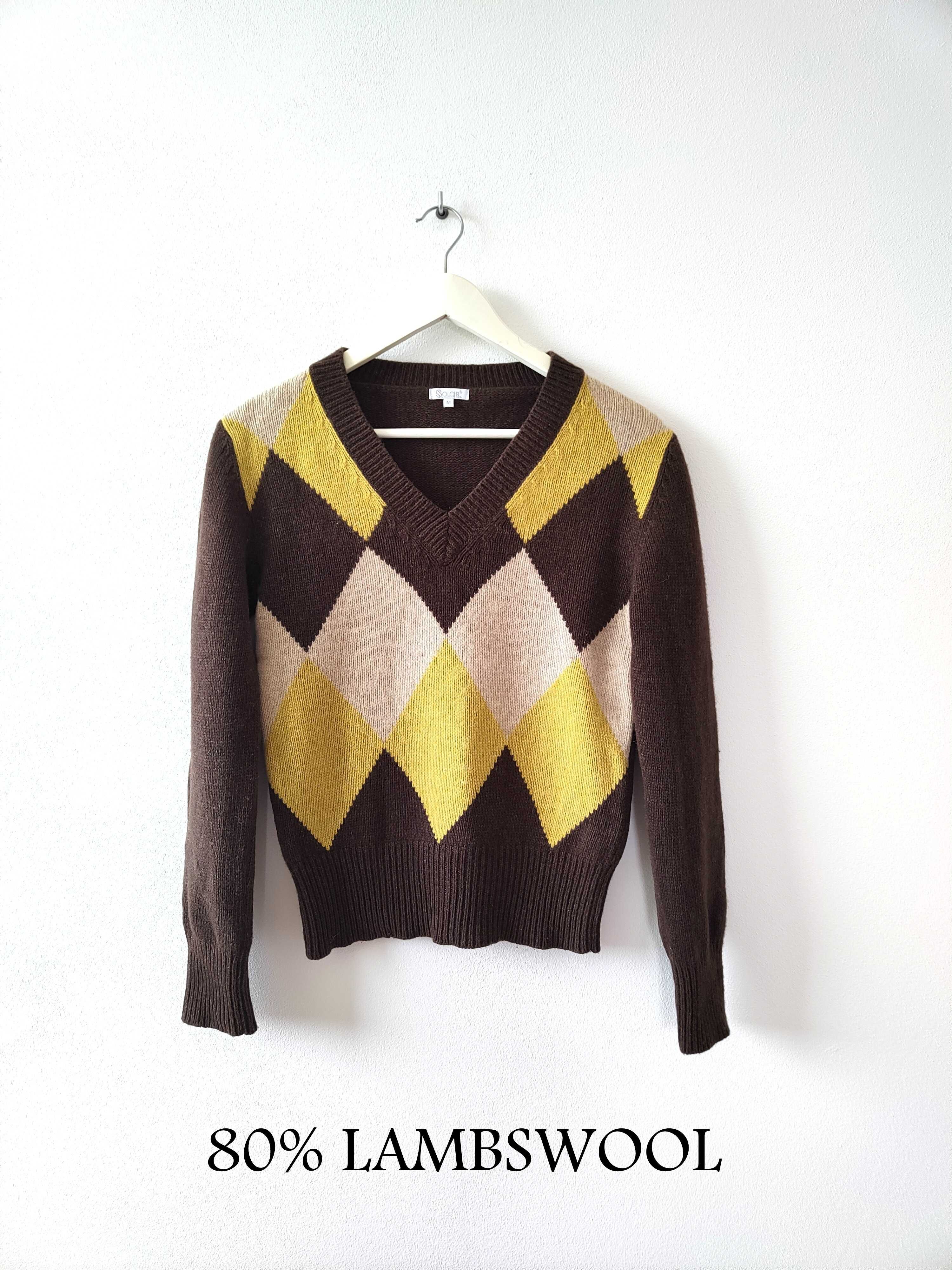 Wełniany sweter Solar Vintage Romby