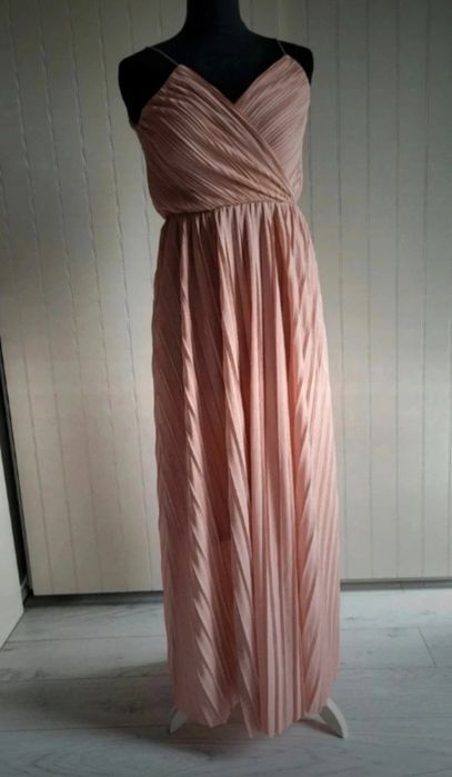 Sukienka koktajlowa pudrowy róż rozmiar M