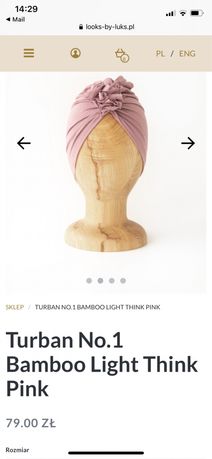 Turban Damski Looks by Luks, M/L, hand made, bambus brudny róż