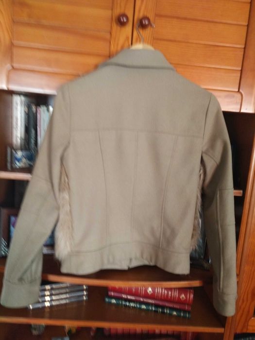 Blusão em  Tecido de Lã com Pêlo