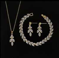 Komplet biżuterii łańcuszek bransoletka I kolczyki biżuteria ślubna