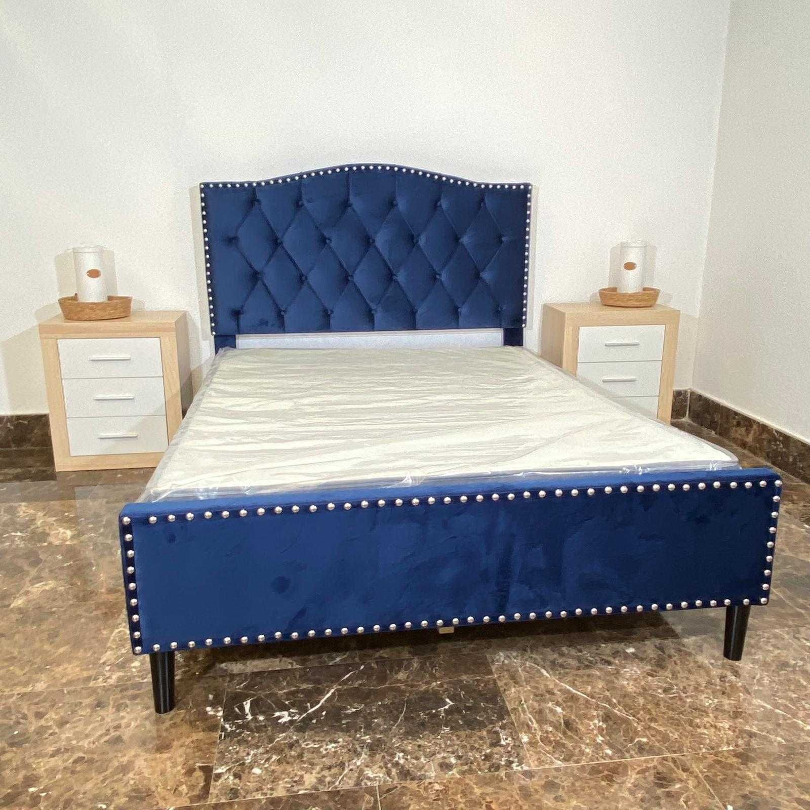 liberação cama de casal azul + cabeceiro + envio gratis!