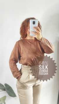 Sweterek z jedwabiu Tussah (marki Tussah) cieniutki, beżowy 4XL 48