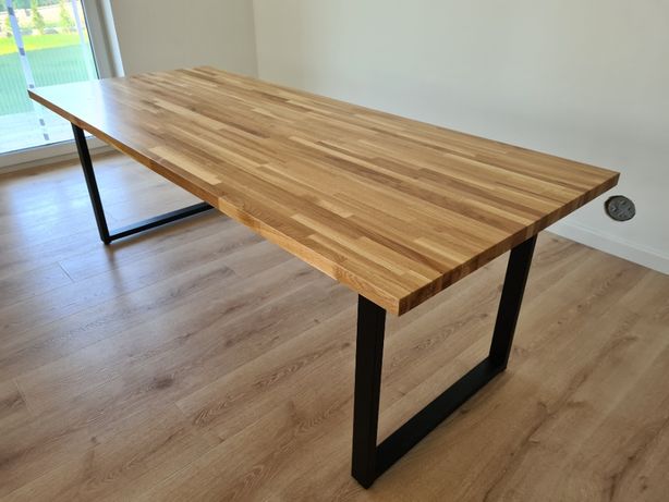Stół drewniany dębowy 120x80x3 loft metalowe salon dąb
