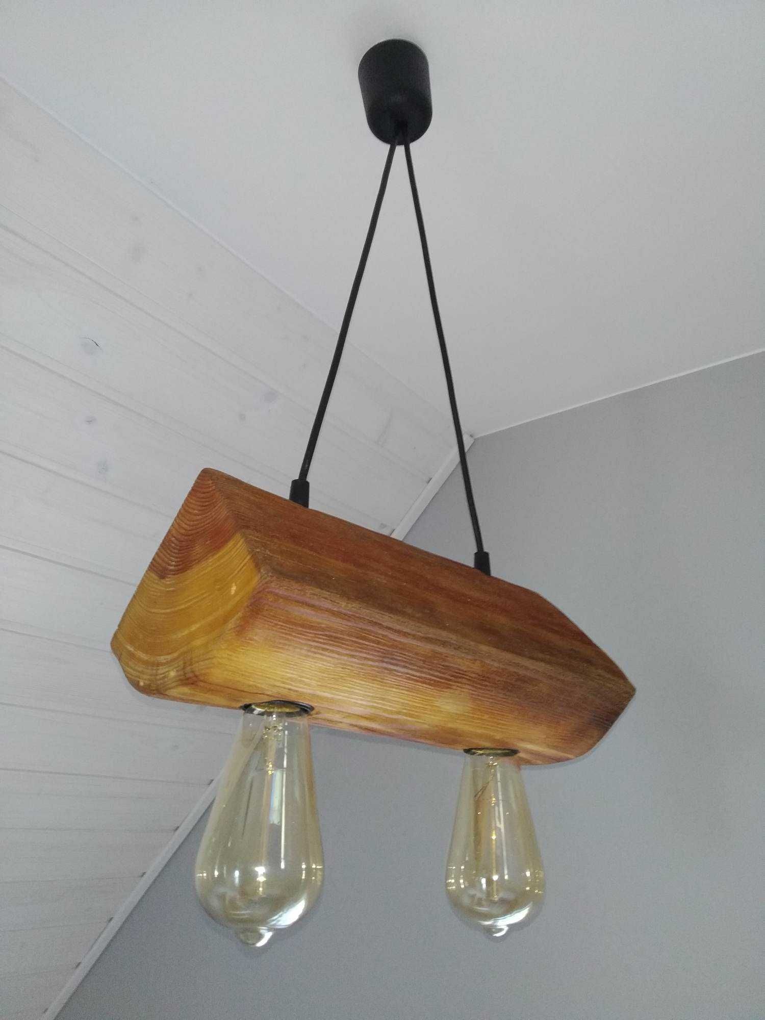 Lampa wisząca drewniana, rustykalna, loftowa. Rękodzieło, loft