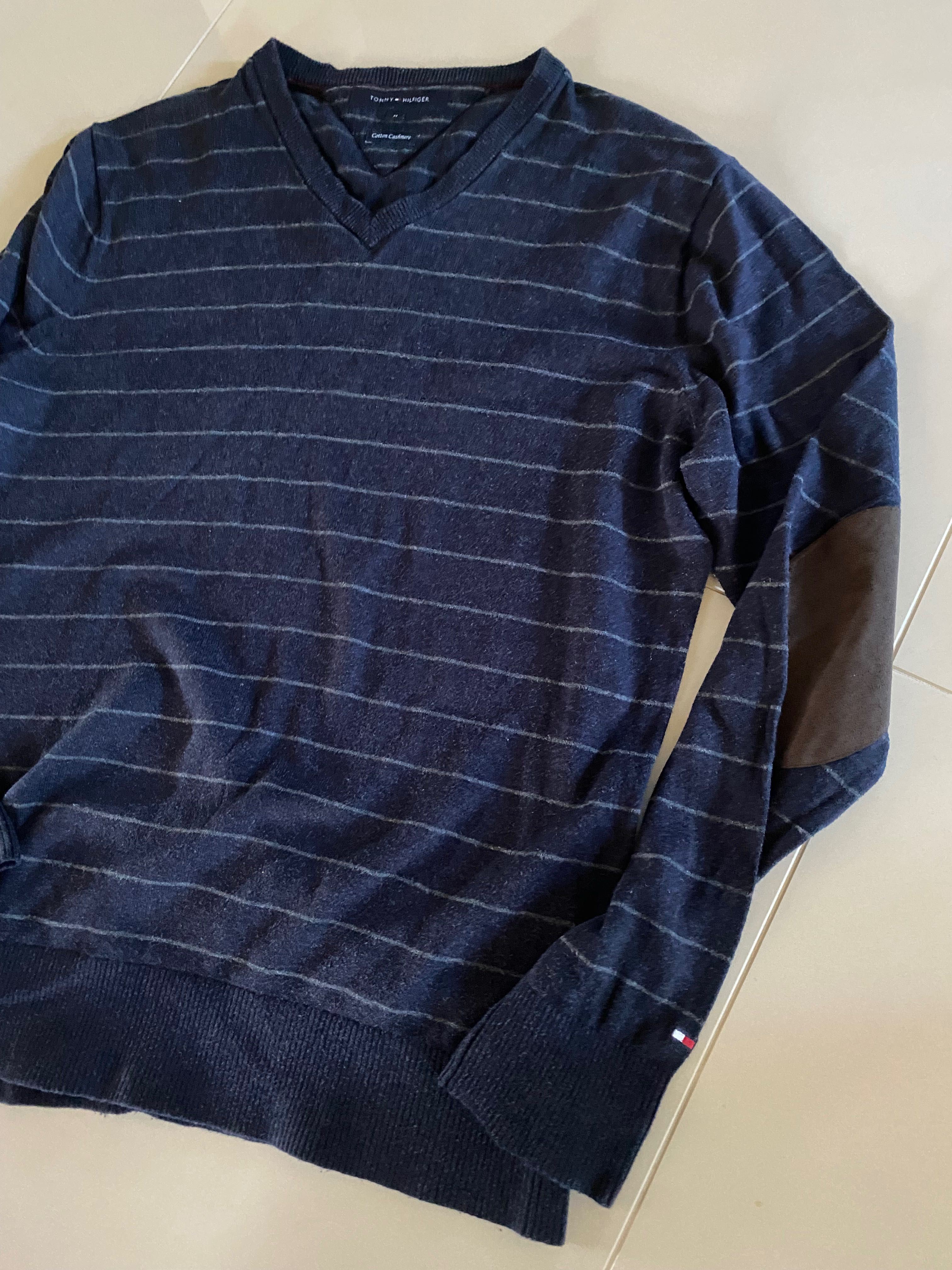 Tommy Hilfiger klasyczny męski sweter longsleeve z kaszmirem