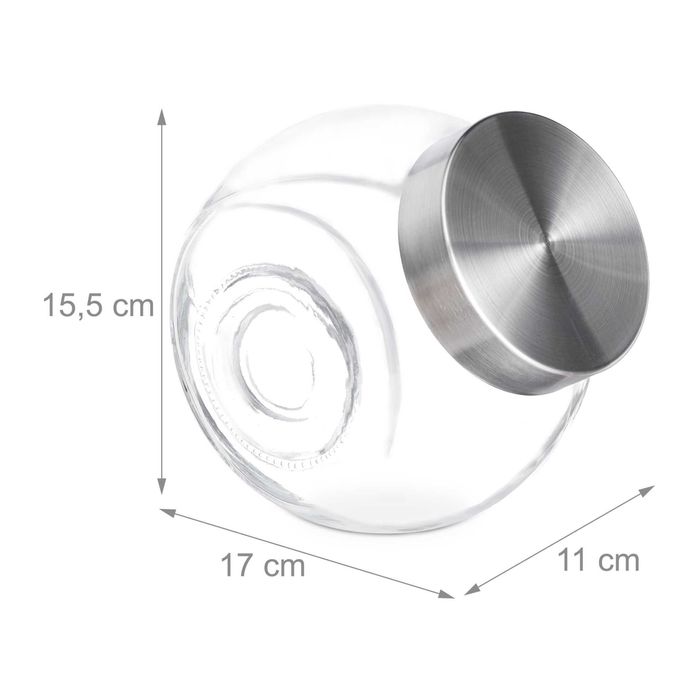 Relaxdays zestaw 4 szklanych pojemników 1,5 l z pokrywkami stalowymi