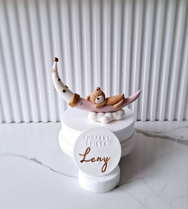 Miś na księżycu zestaw z masy cukrowej figurki na tort