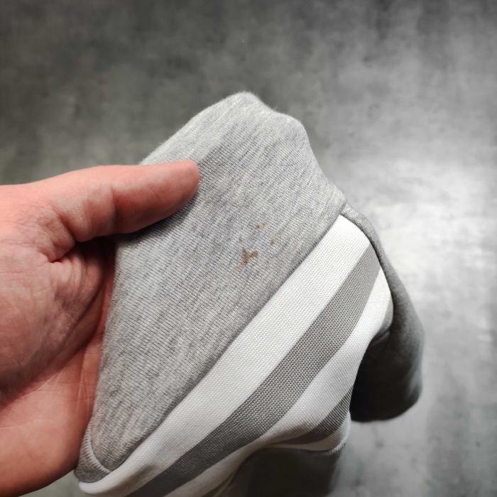 MĘSKA Bluza Szara Adidas Hoodie z Kapturem Bawełna Suwak 3 Paski
