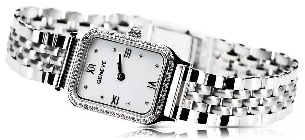 Damski zegarek z białego złota 14k z BRYLANTAMI lwd055wdw&lbw008w Wawa