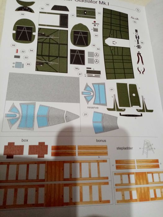 Сборная модель из бумаги, самолет Gloster Gladiator