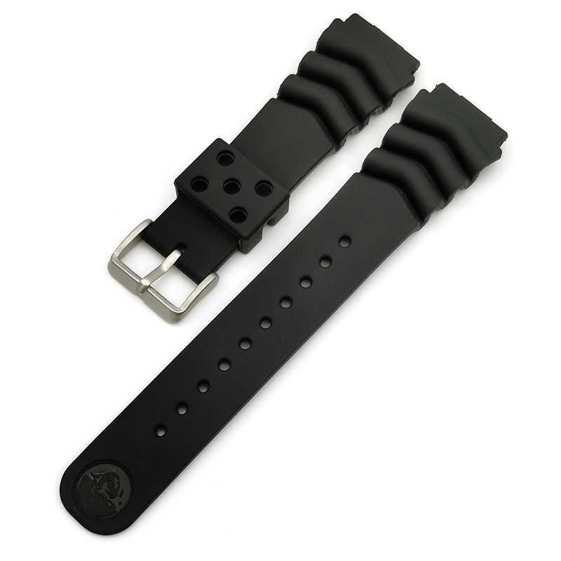 Pasek silikonowy do zegarka Seiko czarny 22mm gumowy