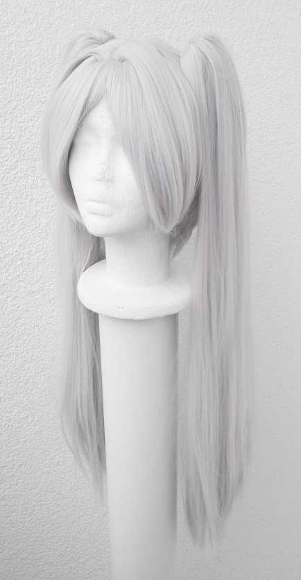 Szara biała peruka z kitkami Sousou no Frieren cosplay wig