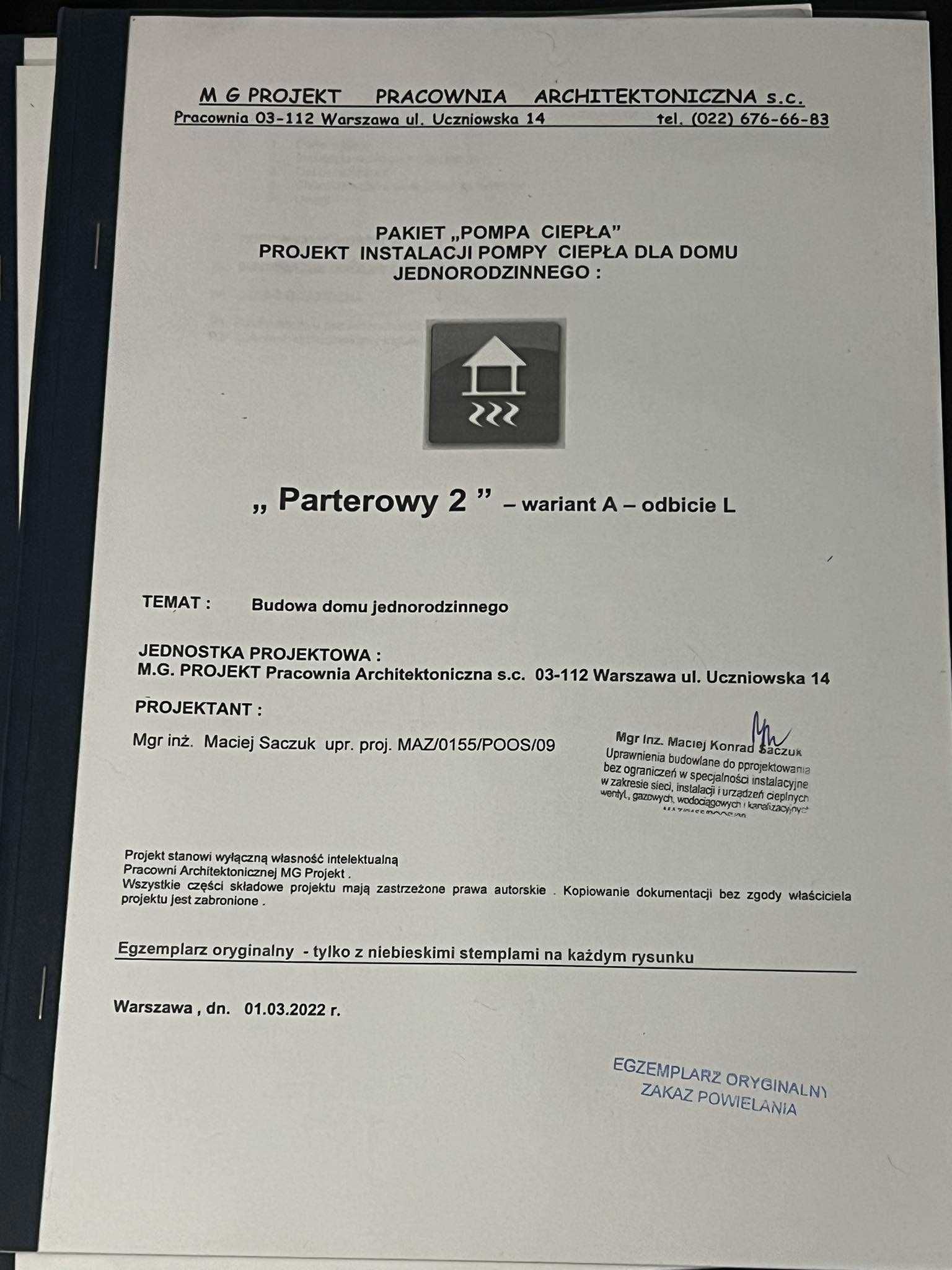 SPRZEDAM projekt domu " PARTEROWY 2 " WAH 1718  + pompa ciepła!