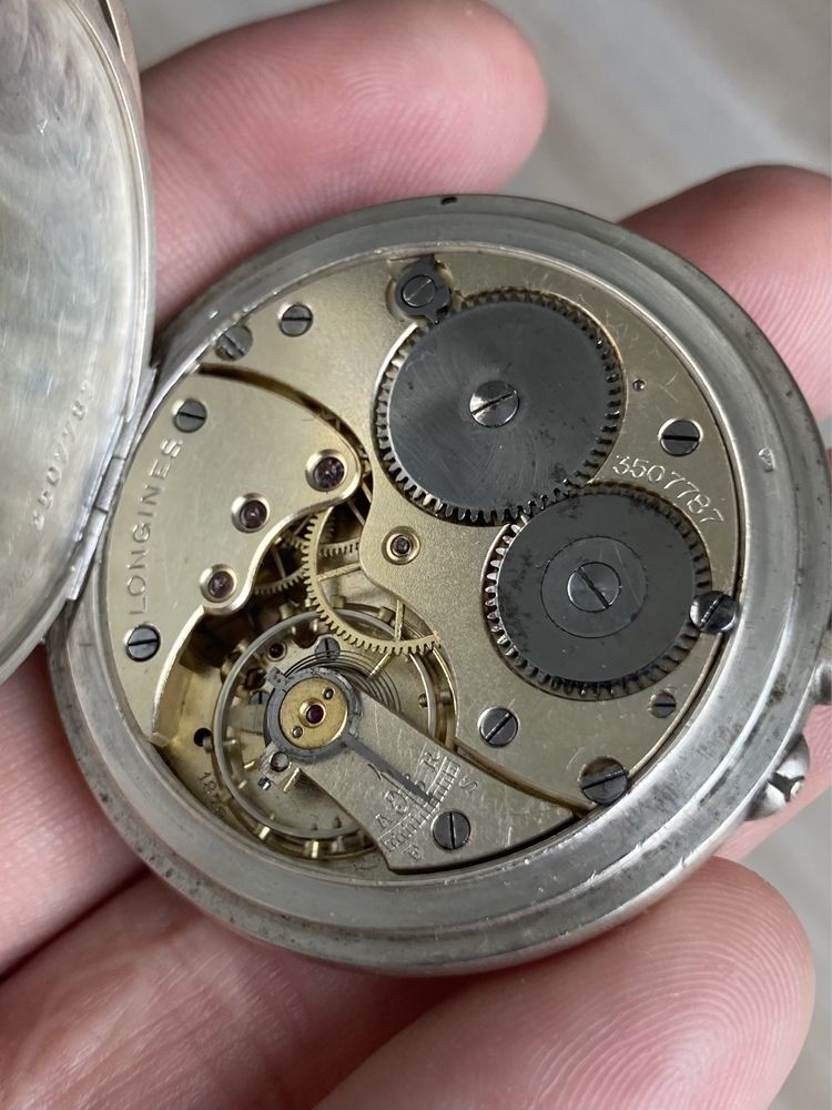 Zegarek kieszonkowy Longines Zurich srebrny z 1917