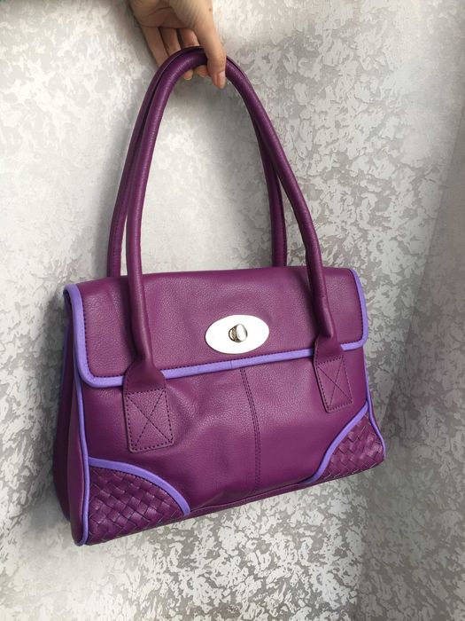 Кожаная фиолетовая сумка tommy & kate,  шкіряна сумка