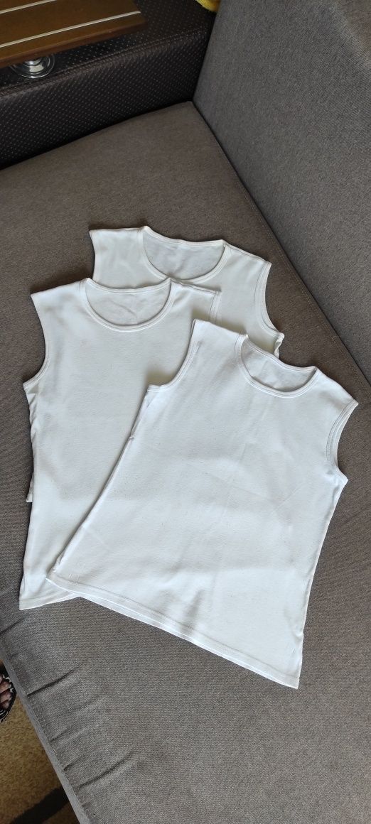 Білі футболки, майки, 3 шт., 10-11 років