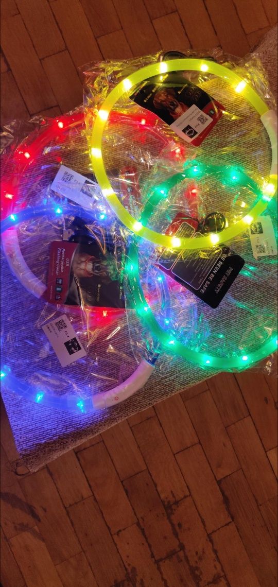 Светящийся LED - USB ошейник для собак