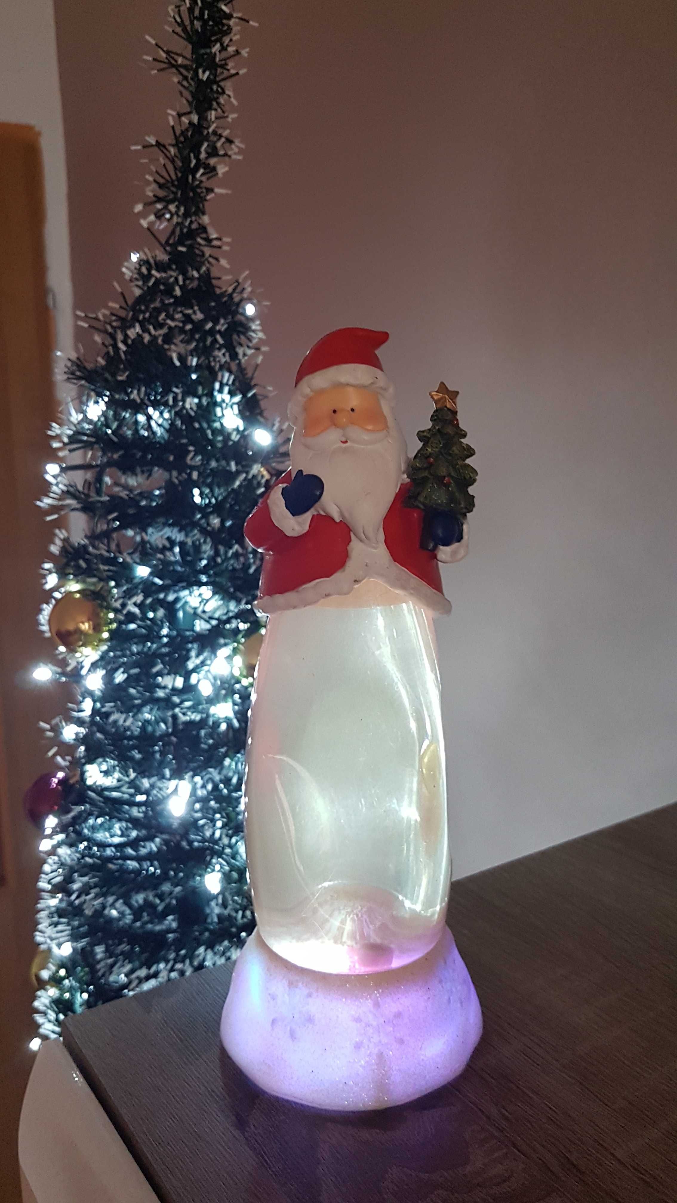Ozdoba świąteczna:) Mikołaj efekt śniegu,  dźwięku i koloru