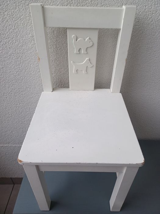 Krzesełko kritter drewniane dla dziecka +stolik biały