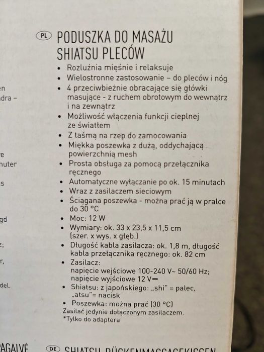 Poduszka masująca do masażu pleców ciała karku