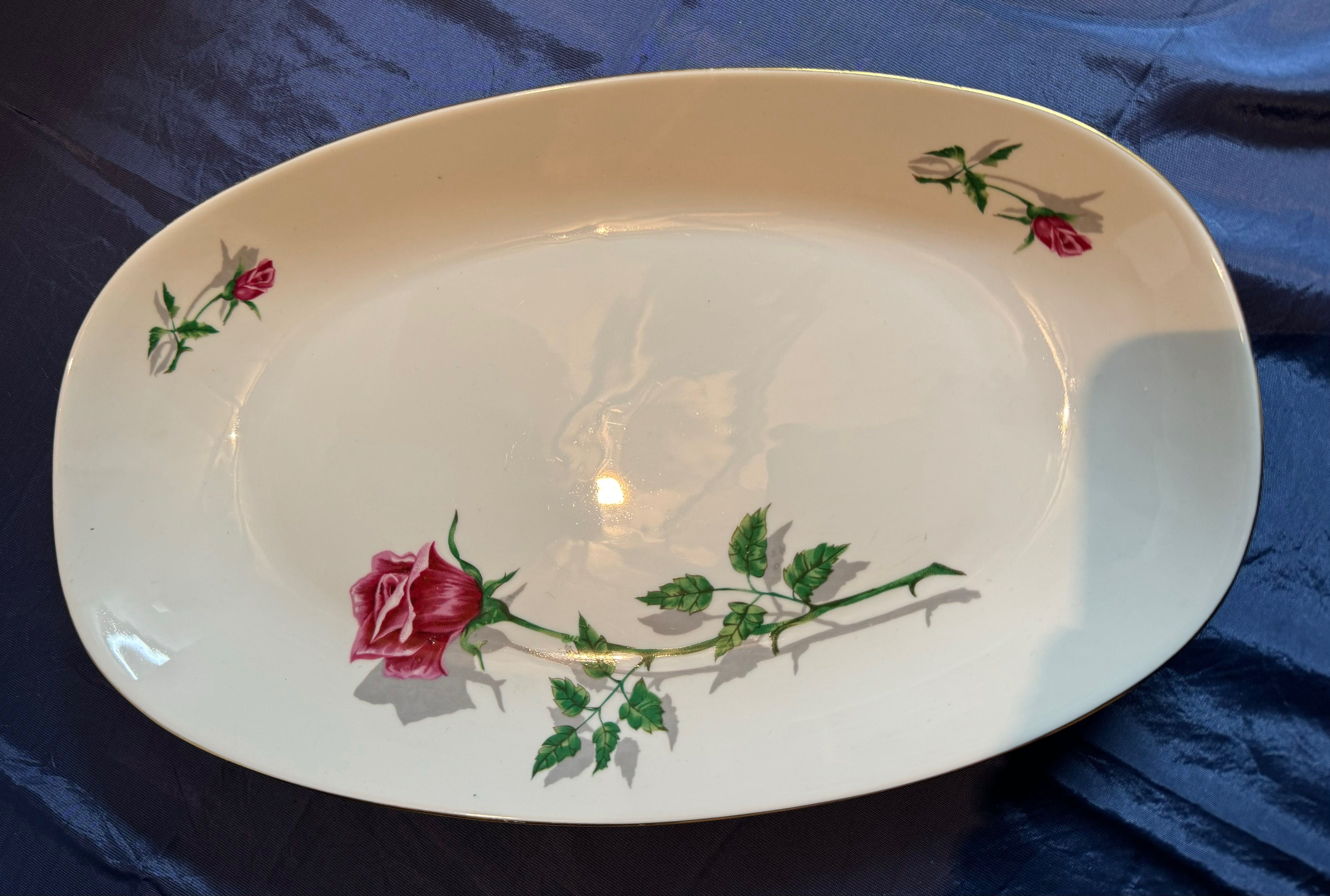 Półmisek duży talerz porcelana róże vintage PRL
