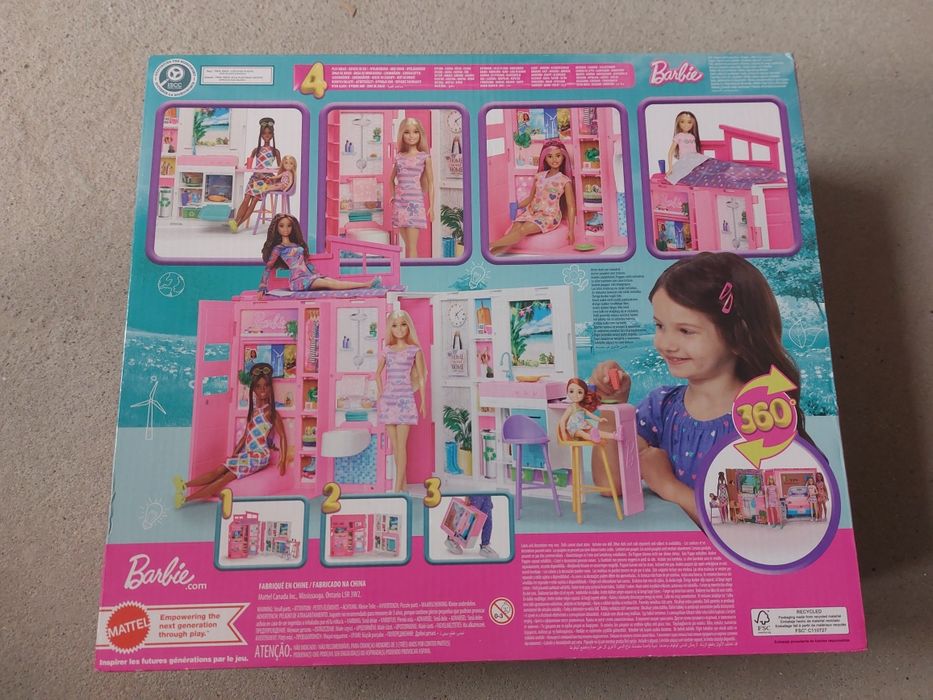 Duży Domek dla lalek Barbie 66 cm + lalka zestaw