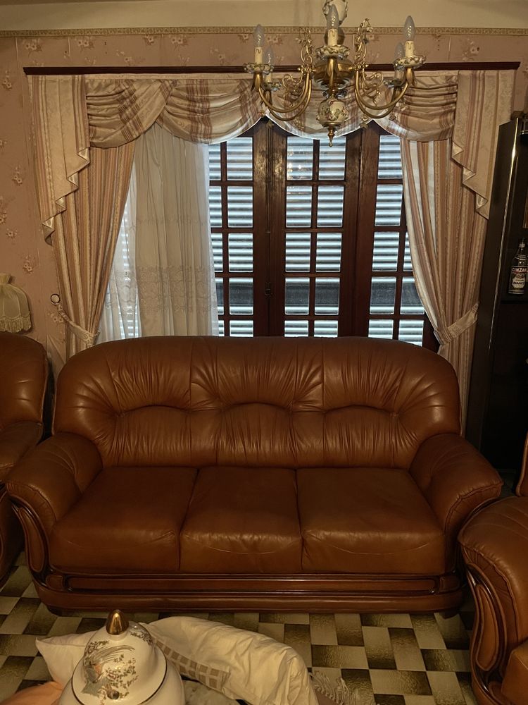 Conjunto de Sofa de Pele verdadeira