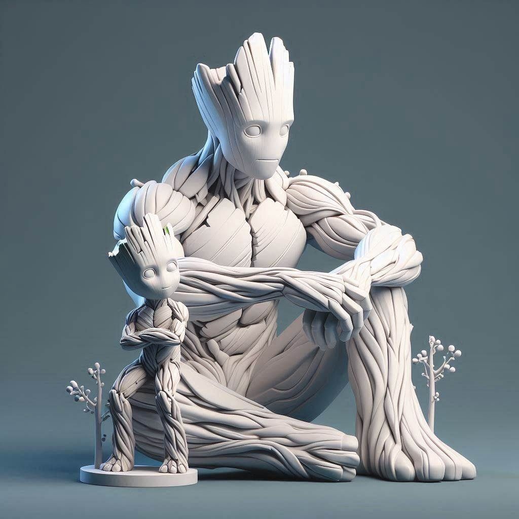Własnoręcznie malowane figurki Groot - 3D druk