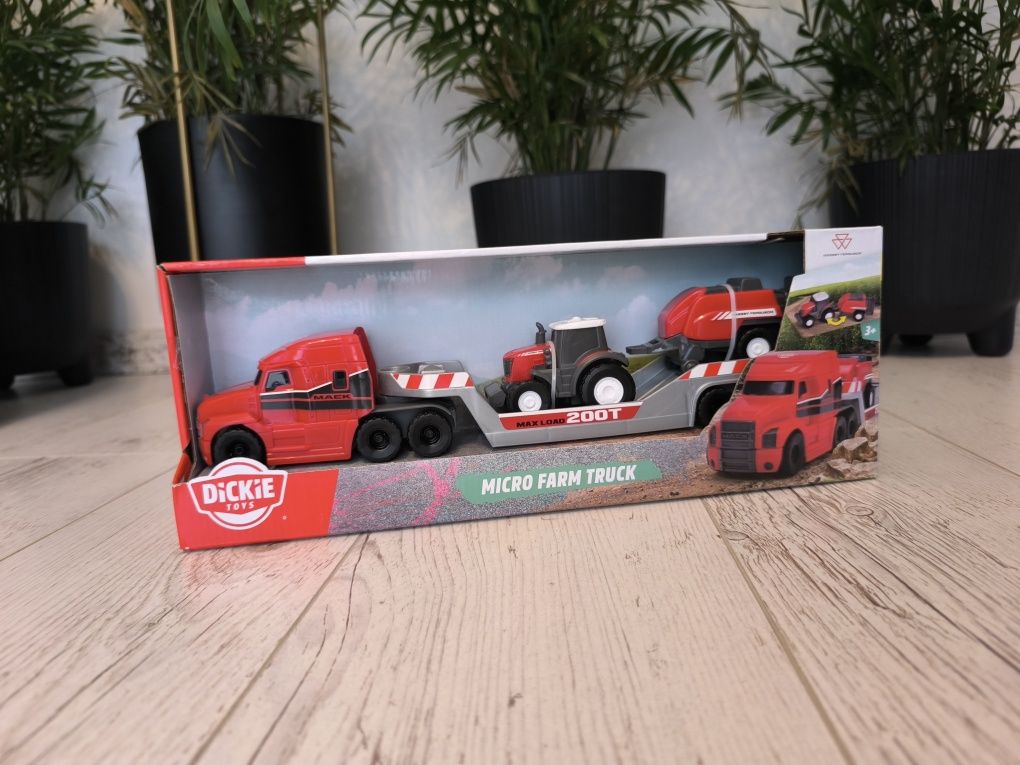 Ciężarówka Mack z ciągnikiem Massey Ferguson traktor Dickie Toys