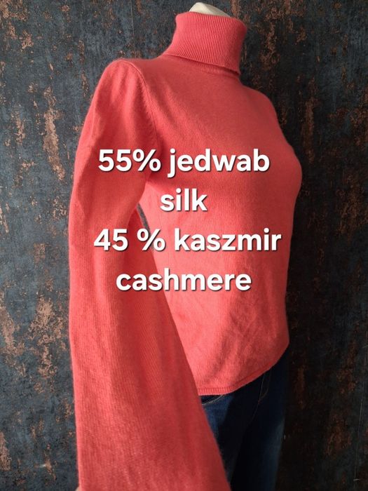 Ciepły golf damski jedwab kaszmir rozmiar S