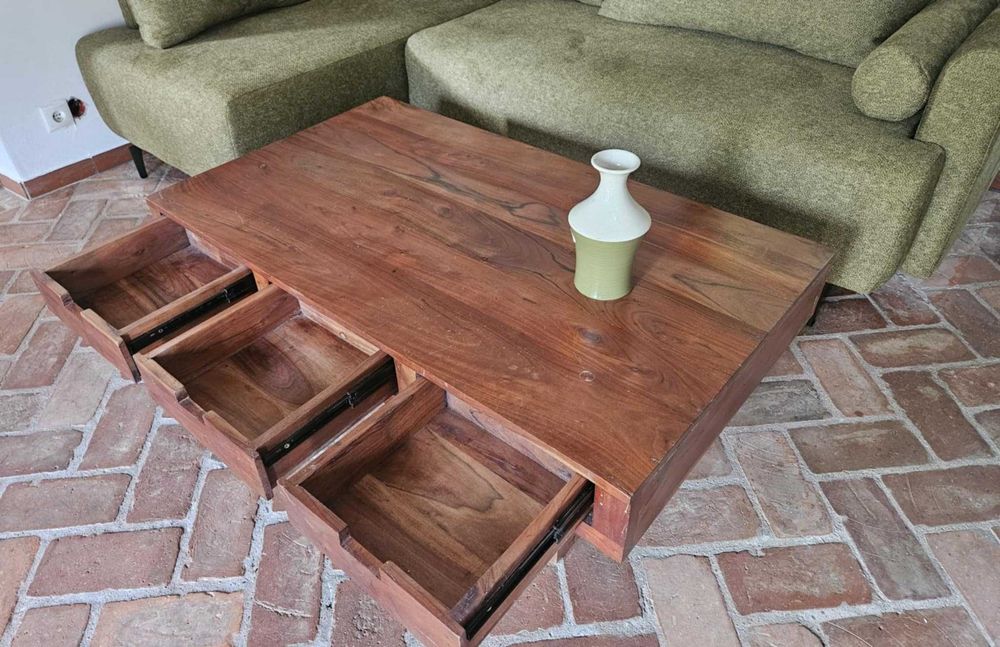 Stolik kawowy kolonialny, stolik kawowy drewniany, ława kolonialna