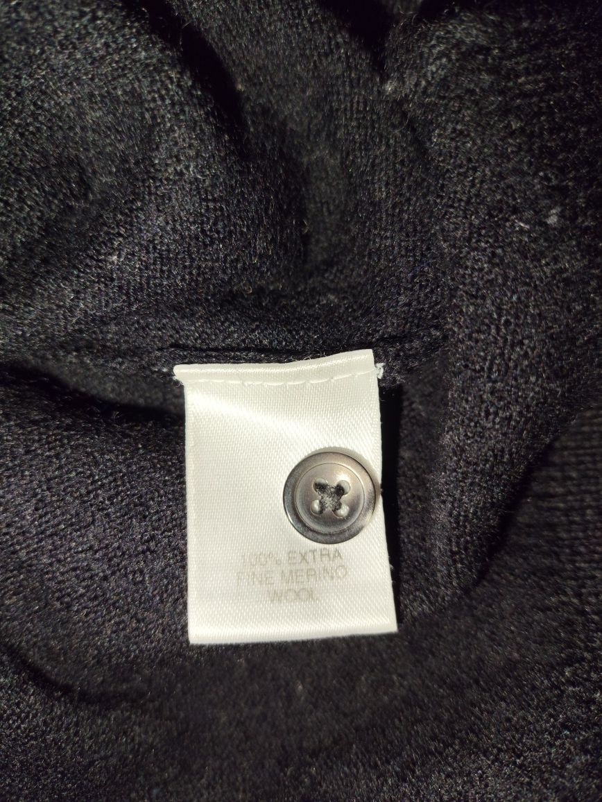 Sweter czarny merino wełna 100% Turnbury 1990 kardigan bluzka miękka