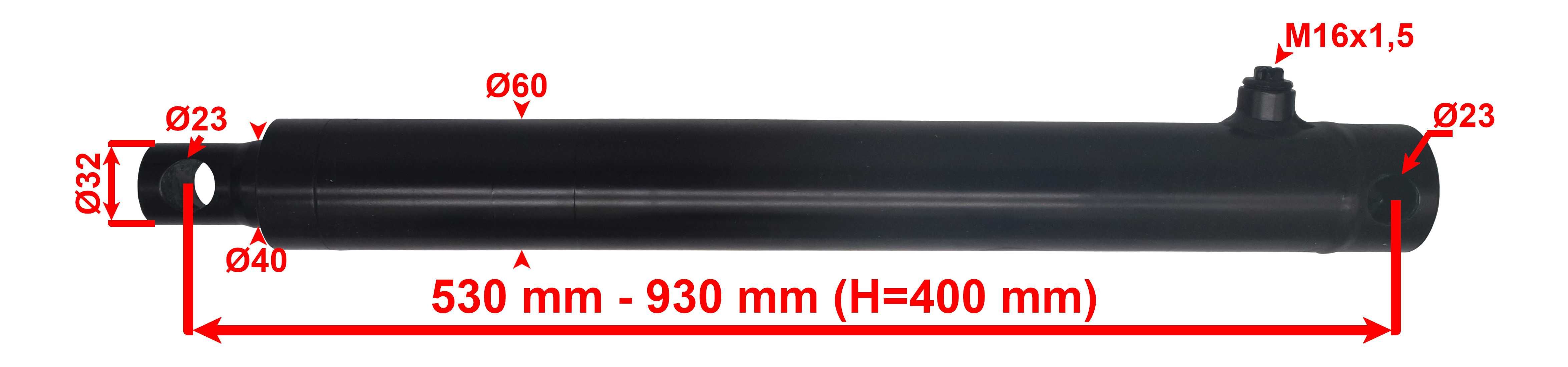 SIŁOWNIK Hydrauliczny Skok 400 mm Wywrotu PRZYCZEPKI 40x400 [4119]