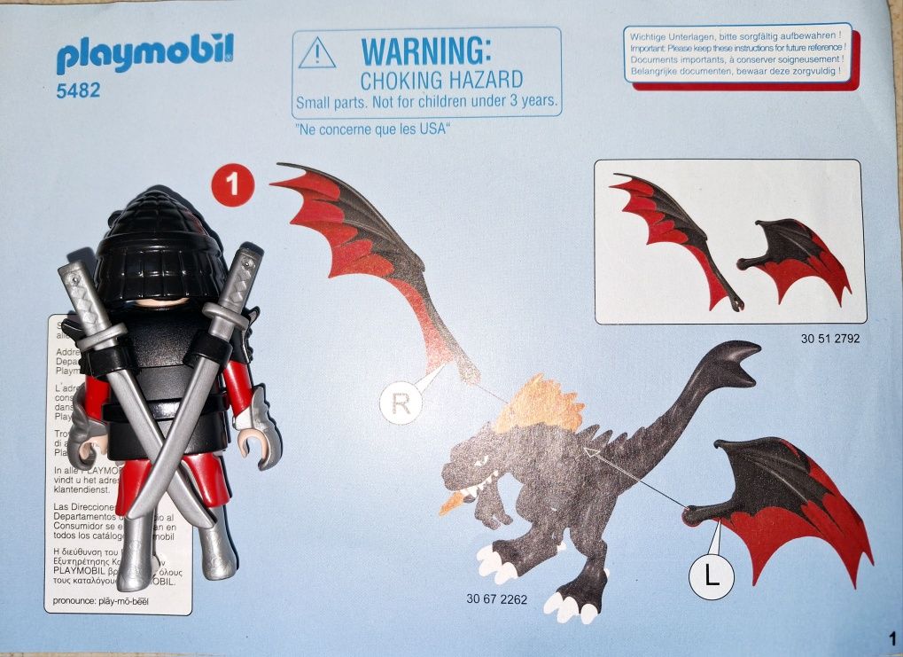 Duży smok LED  z wojownikiem akcesoria PLAYMOBIL 5402 unikat