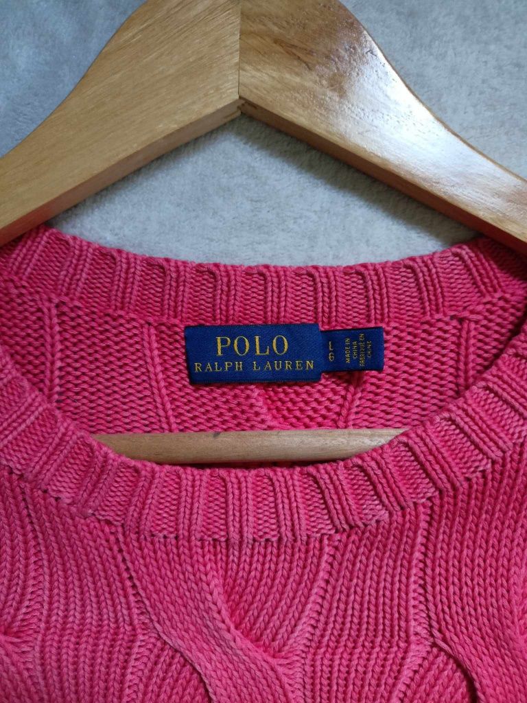 Sweter Ralph Lauren/warkocz z efektem sprania