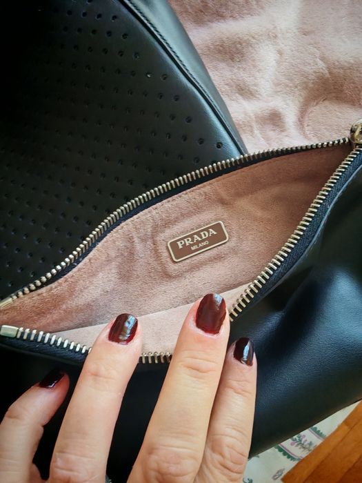 Bolsa Prada City Black Fori Leather Hobo