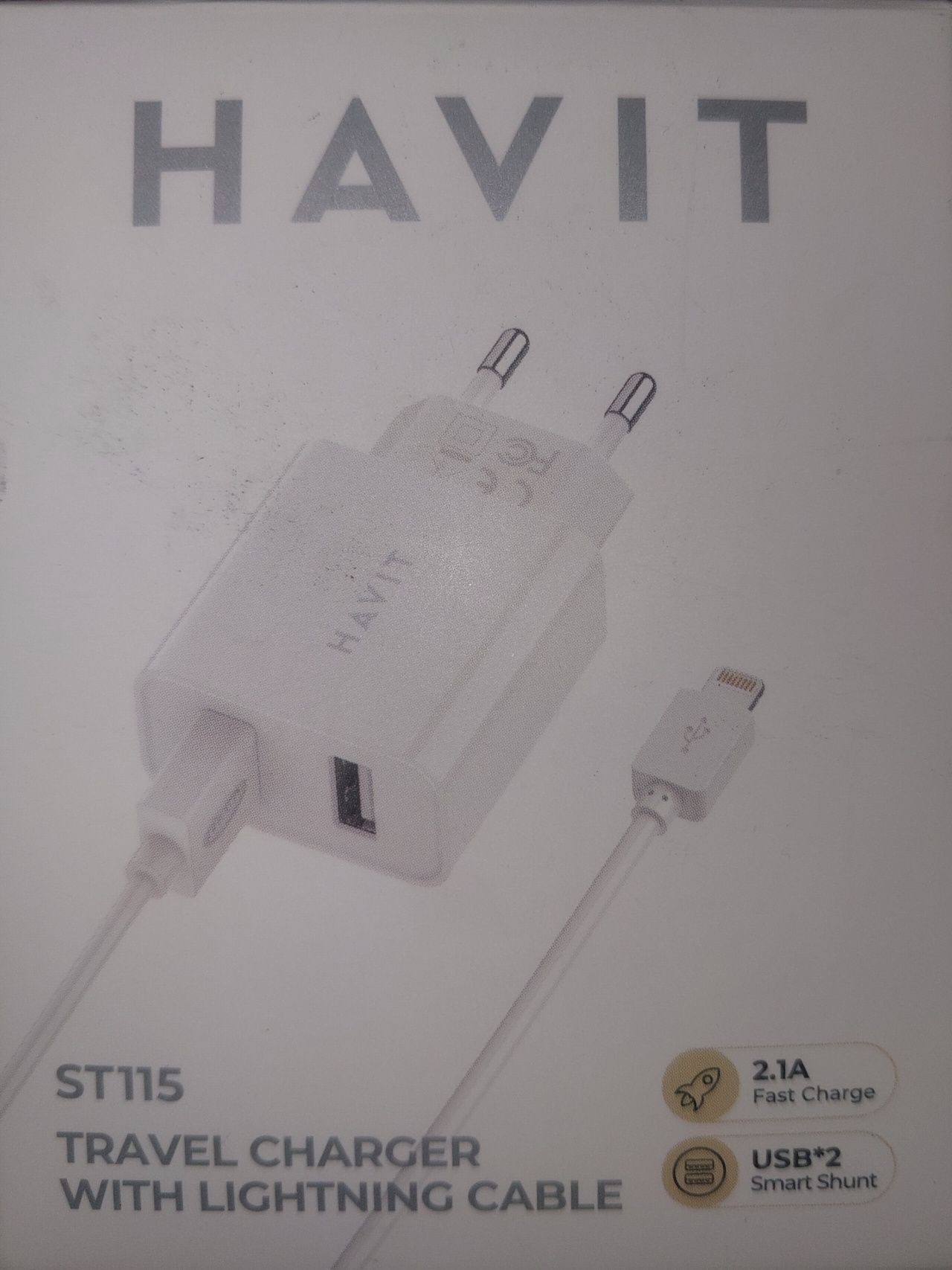 Зарядний пристрій HAVIT 2USB з кабелем Lightning