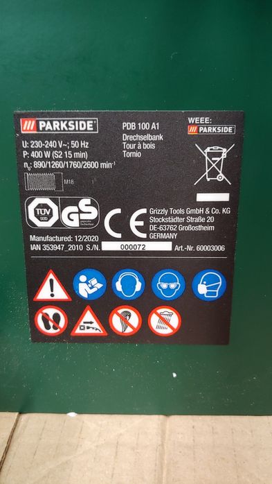 НОВЫЙ токарный станок по дереву сГермании Parkside PDB 100 A1/токарний