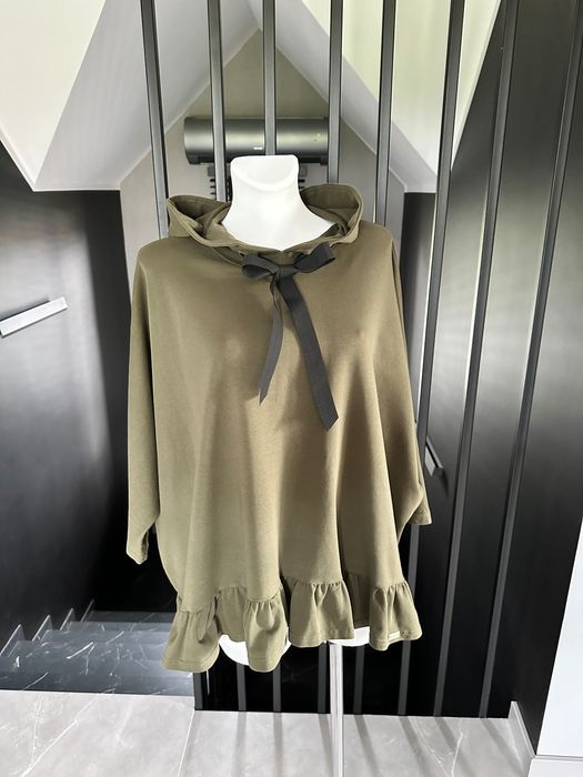 Oversize tunika bluza z kapturem Khaki Selfieroom