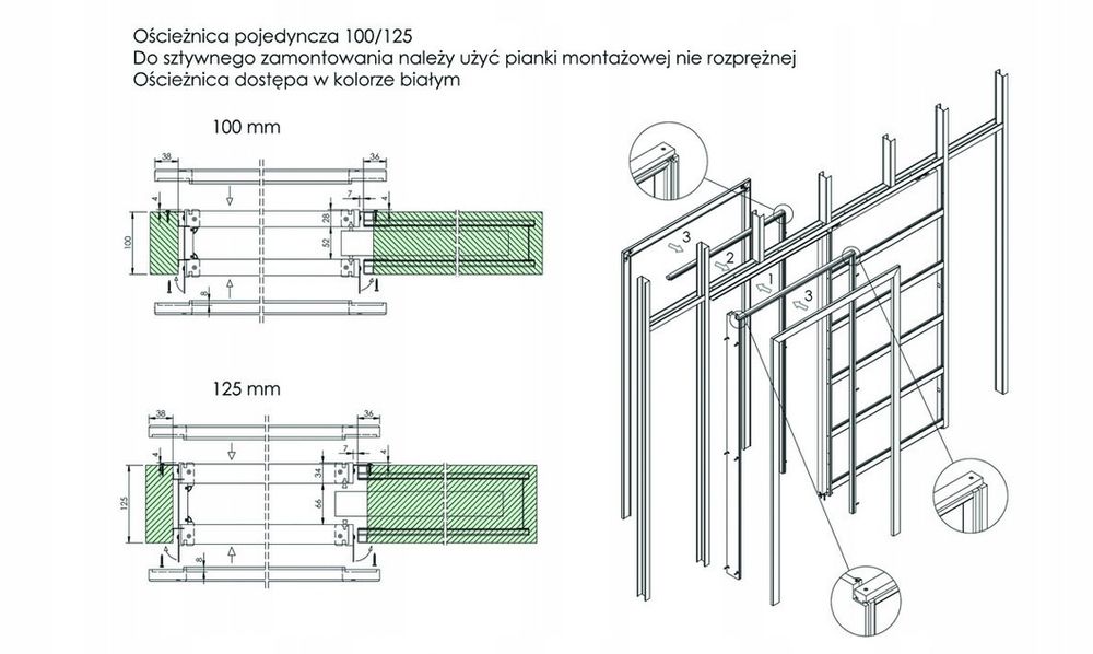 Futryna do drzwi przesuwnych chowanych w ścianie