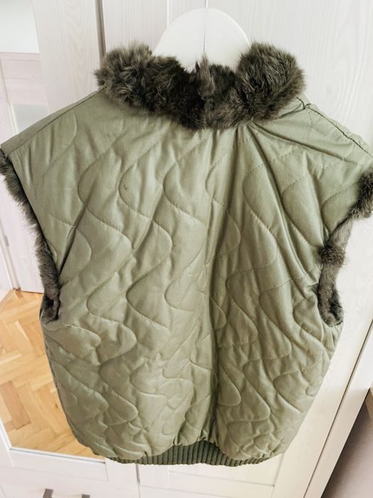 Futrzana kamizelka khaki M futro naturalne