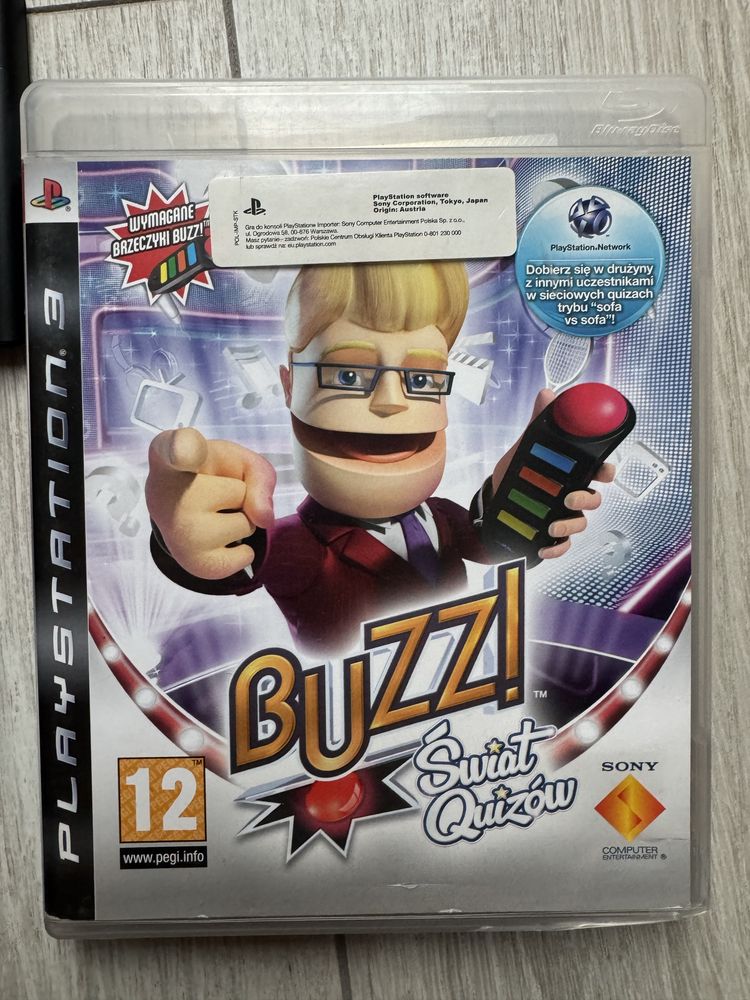 4 x Buzzery + odbiornik gra BUZZ Świat Quizów ps3